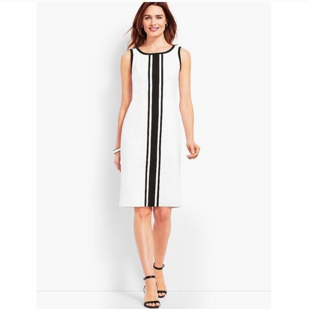 Talbots White Sleeveless formal chic office career Bussiness Dress 14P